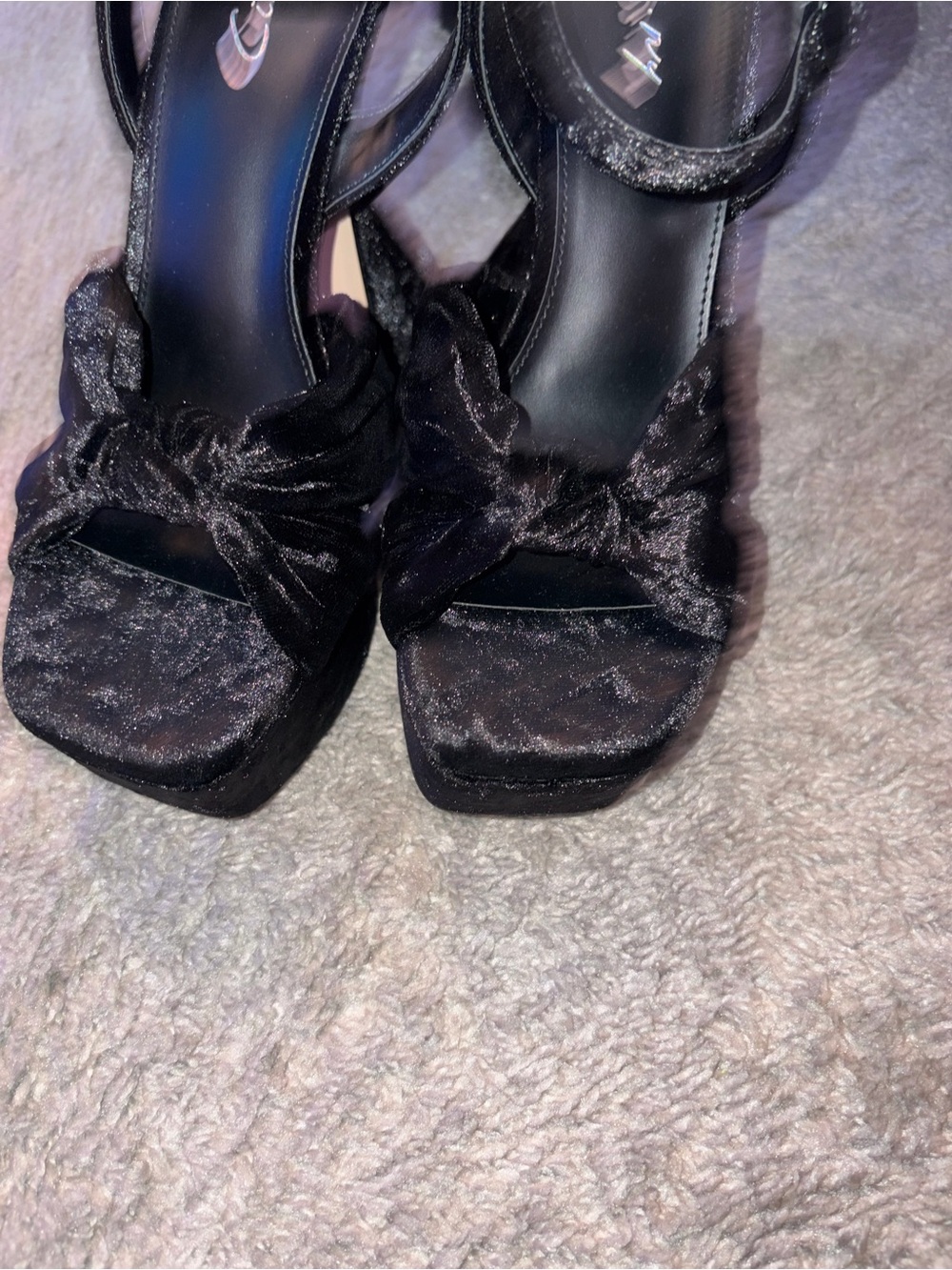 🖤 Circus NY by Sam Edelman "Audrea" Crushed Velvet Platform Sandals 8.5 - Picture 8 of 14